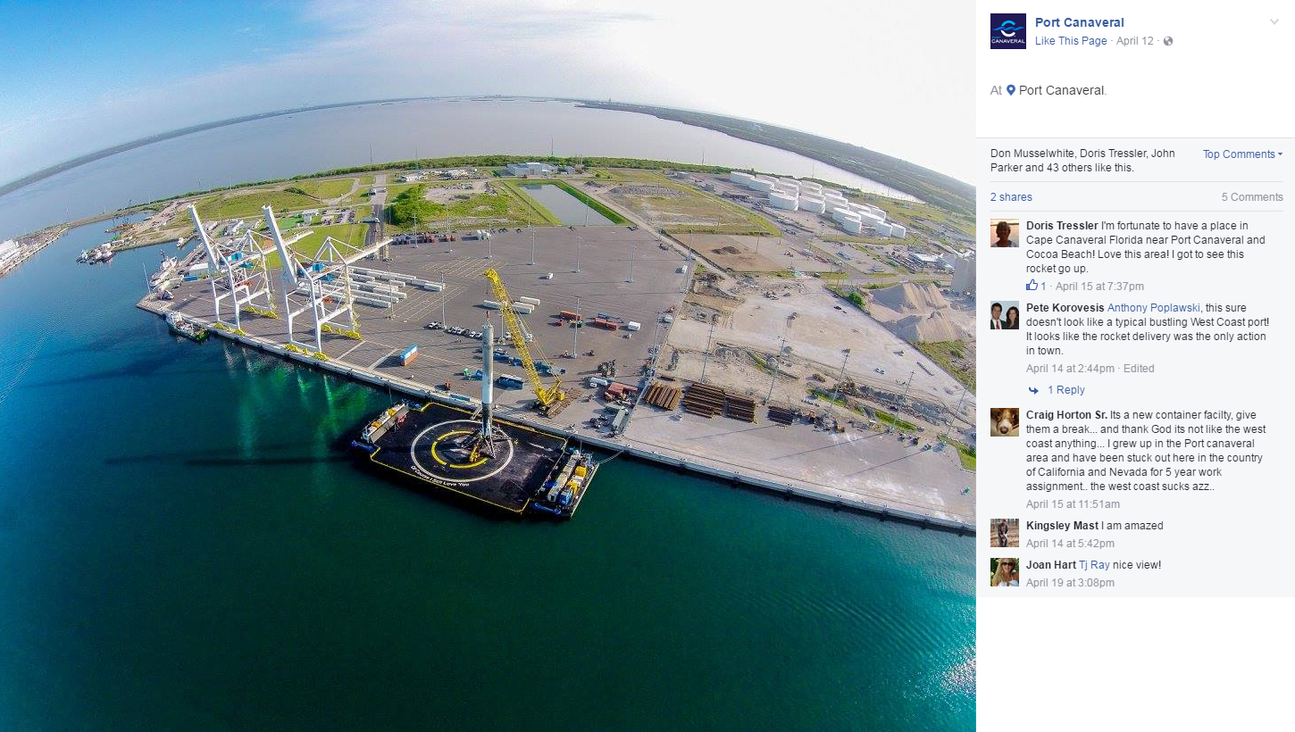 Port Canaveral Facebook GT USA SpaceX Barge 1400